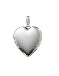 14k White Gold Heart Locket 1 inch x 1 inch in Solid 14K White Gold