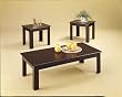 3pc Black Oak Veneer Parquet Occasional Table Set By Coaster Furniture