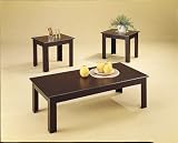 3pc Black Oak Veneer Parquet Occasional Table Set By Coaster Furniture