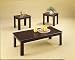 3pc Black Oak Veneer Parquet Occasional Table Set By Coaster Furniture
