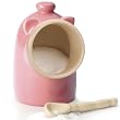 Pink stoneware Salt Pig and Spoon Salt Keeper