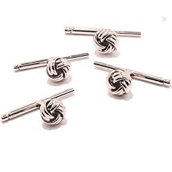 Set of 4 tuxedo shirt studs Silver Knot