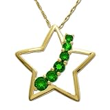 10k Yellow Gold Lab Created Emerald Journey Star Pendant