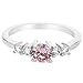 In Season Jewelry Rhodium Plated Small Clear & Pink Cubic Zirconia Solitaire Ring for Little Girls - Delicate Small Ring Embellished with Stunning Clear and Pink Cubic Zirconia