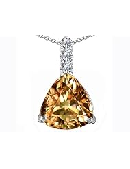 Original Star K (tm) Large 12mm Trillion Cut Simulated Imperial Yellow Topaz Pendant in 925 Sterling Silver