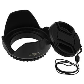 Fotodiox Type 2 Flower Lens Hood with Front filter thread 52mm, Black Sun Shade, Paddle Hood, Tulip Hood fits Nikon D3000, D3100, D3200, D5000, D5100, D5200 with 18-55mm f/3.5-5.6G DX Kit Lens replaces HB-33, *Free* Front Cap
