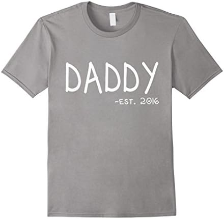 Men's 1st Father's Day T-Shirt - New Daddy Shirt - Daddy Est. 2016 Medium Slate