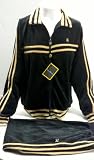 New Men's Stacy Adams Black Velour Jogging Track Suit with Tan Trim