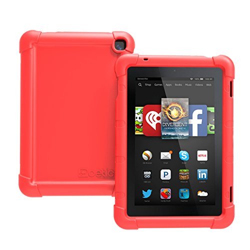 Fire HD 7 (2014 Model) Case - Poetic Fire HD 7 Case [Turtle Skin Series] - [Corner/Bumper Protection] [Grip] [Sound-Amplification] Protective Silicone Case for Amazon Fire HD 7 (2014 Model) 4th Gen Only - Red , Will Not Fit Fire 7