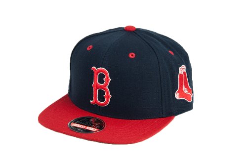 MLB Men's Boston Red Sox Blockhead Snapback Cap (Navy/Red, Adjustable)
