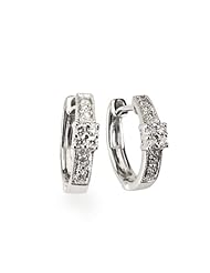 14k White Gold Diamond Hoop Earring, .19 CTTW of Diamonds (G-H Color, SI3-I1 Clarity)