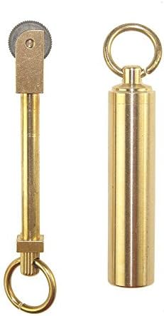 GASOETM Mini Brass Spark Wheel Fire Starter and Air-tight EDC Kits Holder Case Portable Emergency Survival Set
