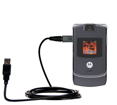 Classic Straight USB Cable for the Motorola RAZR V3c V3i V3m V3s V3x with Power Hot Sync and Charge capabilities - uses Gomadic TipExchange Technology