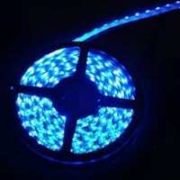 Ledcreelight 2 Years Warranty IP65 waterproof Super bright Blue Flexible Ribbon LED Strip Double Density 300 LEDs Flexible Light Strip, 3528 Type SMD, 5 Meter or 16.4 Ft, 12 Volt, 24 Watt with DC connector other end will have DC jack input UL Listed Usd DC 12V transformer for dimmer ,if you need dimmable function
