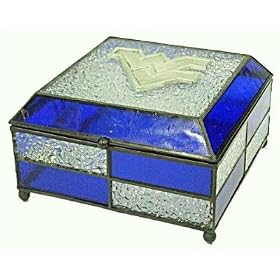 West Virginia Mountaineers Stained Glass Jewelry Box NCAA College Athletics