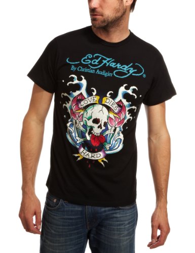 Ed Hardy Love Dies Hard Plat Logo Mens T-Shirt Black Small