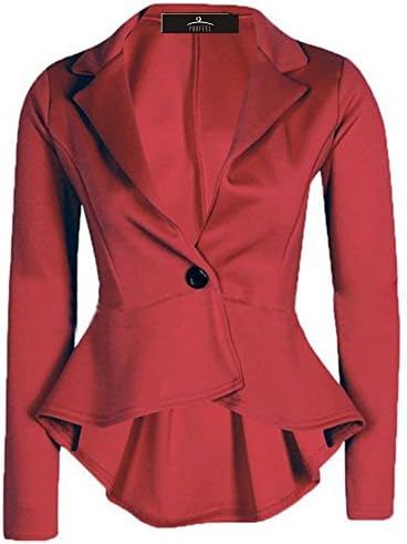 Purfeel Womens Slim Fit One Button Swallow Tail Blazer OL Top