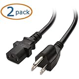 [UL Listed] Cable Matters 2-Pack Heavy Duty Computer Monitor Power Cord in 10 Feet (NEMA 5-15P to IEC C13)