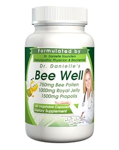 Dr. Danielle's Bee Well (Royal Jelly 1500mg, Propolis 1000mg, Beepollen 750mg) in 4 Daily Capsules- 240 Caps