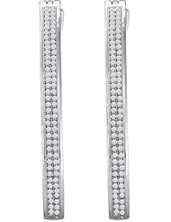 10K White Gold 0.45CT White Diamond Micro-Pave Hoops