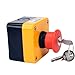 Baomain 660V Red Sign Emergency Stop Push Button Switch & Key,1NO 1NC 10A,Key Emergency Switch with Box