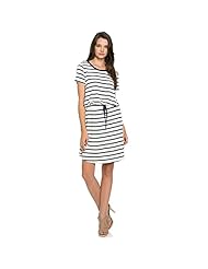 Rayon/Spandex Elasticized   Waistline Striped Print Full Length  Dress