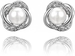 Magic NecklaceWomen's Stainless Steel Crystal Flower Stud Earrings Color Silver