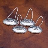 LIQUOR LABELS - SET OF 4 SILVER PLATED LIQUOR LABELS