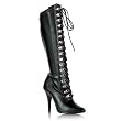 5 Inch Sexy Goth Boot Knee High Boot Single Sole Boot With Side Zip D-Ring Black Stretch
