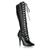 5 Inch Sexy Goth Boot Knee High Boot Single Sole Boot With Side Zip D-Ring Black Stretch