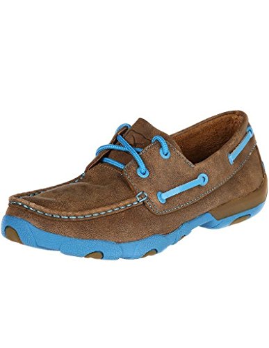 Twisted X Women's And Neon Blue Driving Mocs - Wdm0019