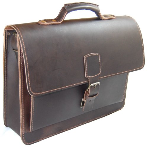  DELARA Serviette Marron en Cuir de Selle