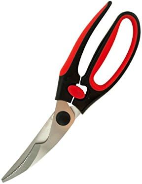Brandobay Kitchen Scissors - Black and Red - Heavy Duty Stainless Steel - Sharp Blade - Comfortable Soft Grip Handle - Great for Poultry, Fish, Chicken, Beef, Herbs &amp; Plastic