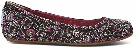 TOMS SHOES Women's Ballet Flat Shoes Black Floral 7.5B(M)US