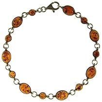 8" inch/20cm BALTIC AMBER AND STERLING SILVER 925 LADIES' DESIGNER COGNAC BRACELET JEWELLERY JEWELRY-B025