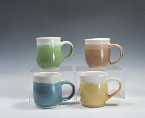 Set of 4 Multicolor Handmade Ceramic Mugs for Coffee or Tea Mugs