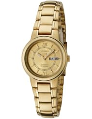 Seiko Womens SYME58 Seiko 5 Automatic Gold Dial Gold-Tone Stainless Steel Watch