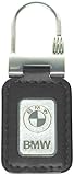 New! BMW Key Chain/Ring, Black Leather/Chrome