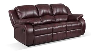 Capella Bonded and Faux Leather Alpha 3 Seat Recliner Sofa with 2 Manual Recliner Actions, Dark Brown from Capella
