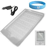 Grey Silicone Skin Cover for Sony PRS 600 + Screen Protector + Car Charger + Wristband