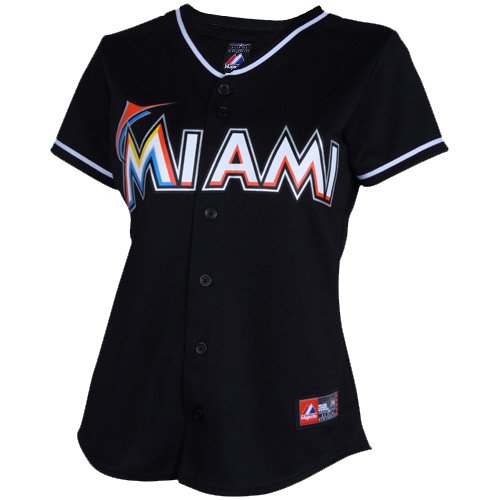Majestic Miami Marlins Women's Replica Jersey - Black (Small)