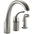 KOHLER K-10430-BN Forte Single Control Remote Valve Kitchen Sink Faucet with Sidespray and Lever Handle, Vibrant Brushed Nickel