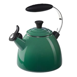 Green Fennel Enamel on 1.5-Quart Steel Halo Teakettle by Le Creuset