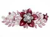 Pink Flower Catcher Crystal Hair Barrette