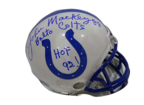John Mackey Autographed Baltimore Colts Mini Helmet w/ Proof Photo