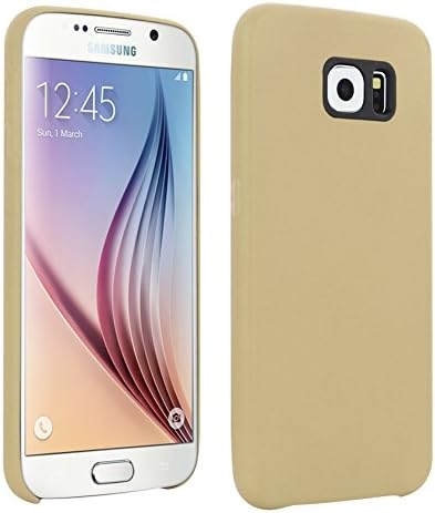 Galaxy S6 Case, Case4fun Leather Bumper Case [Shock Absorbent] Slim Fit Skin Cover for Samsung Galaxy S6 (Gold)