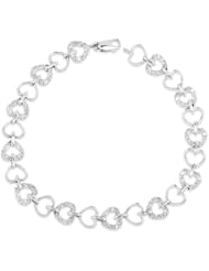 10k White Gold 0.13 ctw Diamond Hearts Bracelet