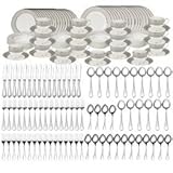 Mikasa Parchment Service for 16 with Continental Bead Flatware