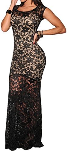Agatha Garcia Women's Two Toned Sexy Lined Long Lace Evening Dress
