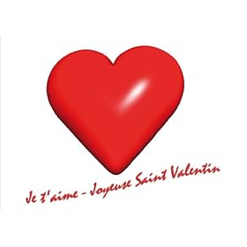Carte de voeux: Carte d'amour romantique avec un grand c?ur en rouge: Je t'aime - Joyeuse Saint Valentin